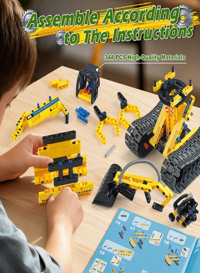 Jumlys STEM Building Toy for Kids Boys Girls Age 5, 6, 7, 8, 9, 10, 11, 12 Years Old, 2 in 1 Excavator Robot Building Sets, 344 Pcs DIY Engineering Construction Building Blocks Kits - Image 5
